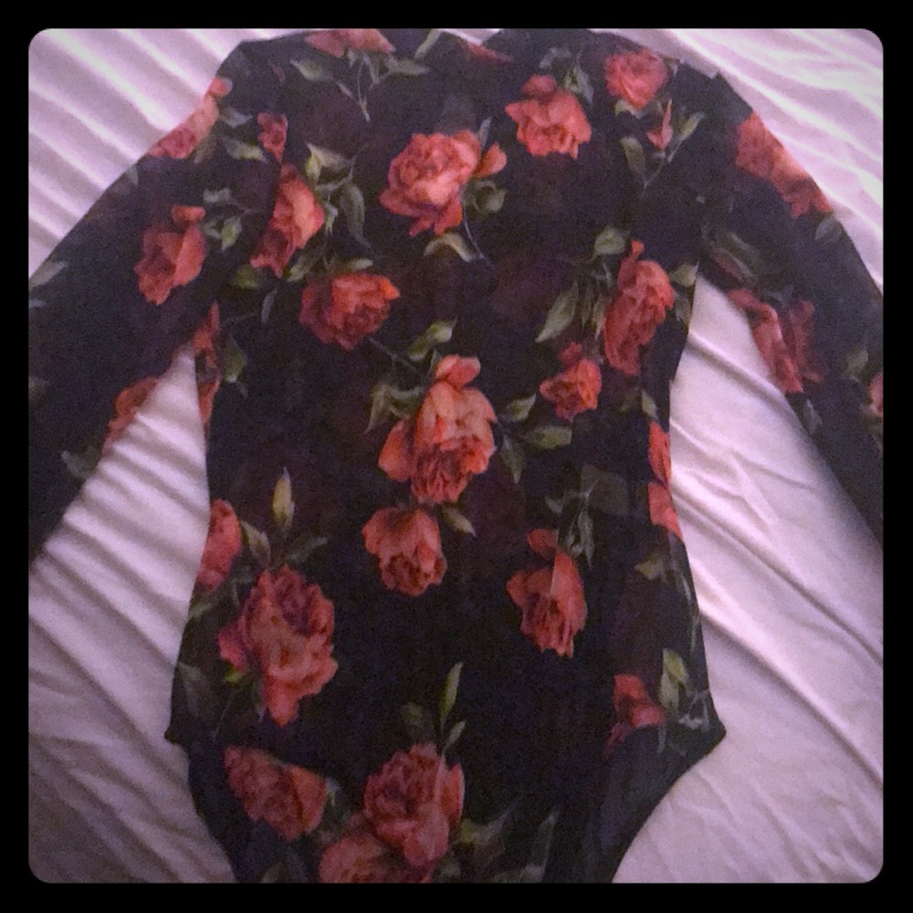 Floral Sheer long sleeve snap shirt